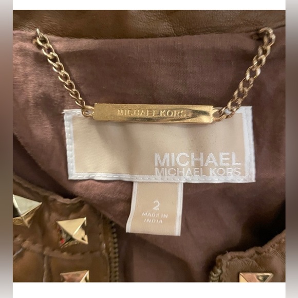 Michael Kors Quilted Leather Jacket with Stud Detail - Picture 15 of 17